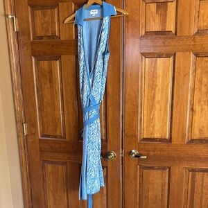 Diane Von Furstenberg Blue and White Maxi Dress